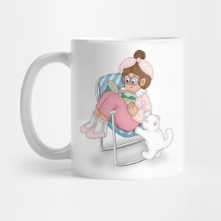 A Cute Little Girl Reading A Book Mug